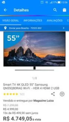 Smart TV 4K QLED 55” Samsung QN55Q80 | R$4.749