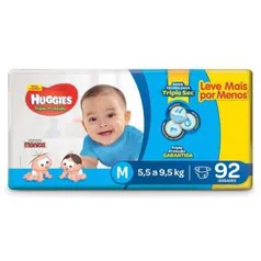 [Prime] Pacote com 92 fraldas tamanho M. Huggies.