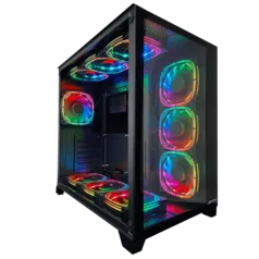 Gabinete Gamer SuperFrame Cube, Mid Tower, Vidro Temperado, ATX, Black, Sem Fonte, Com 10 Fans ARGB