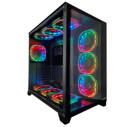 Gabinete Gamer SuperFrame Cube, Mid Tower, Vidro Temperado, ATX, Black, Sem Fonte, Com 10 Fans ARGB