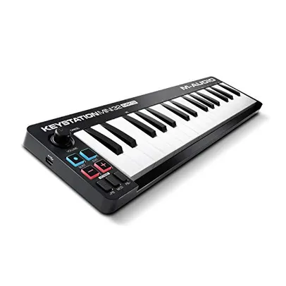 M Audio Keystation Mini 32 MK3 – Mini controlador de teclado USB MIDI ultra portátil com ProTools First, M Audio Edition e Xpand 2 da Air Music Tech