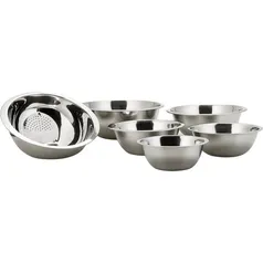 [Ame R$25] Conjunto de Tigelas 5 Peças Inox + Escorredor de Arroz - La Cuisine