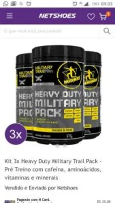 Kit 3x Heavy Duty Military Trail Pack - Pré Treino com cafeína, aminoácidos, vitaminas e minerais | R$35