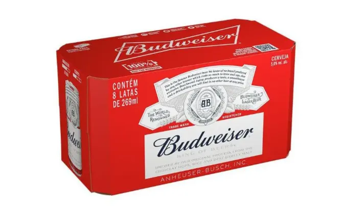 [C. Ouro R$ 19,90] Cerveja Budweiser American Lager 8 Unidades Lata 269ml