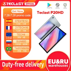 Tablet Teclast P20HD 10.1" | 4GB RAM + 64GB ROM | R$642