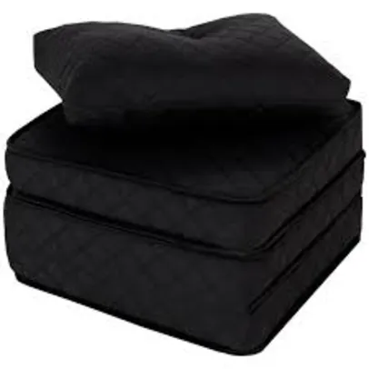 PUFF MULTIUSO BORDADO MATELASSE +TRAVESSEIRO SOLTEIRO PRETO