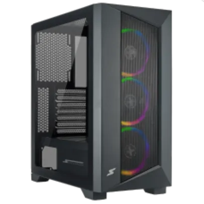 Gabinete Gamer SuperFrame Elite, Mid Tower, ARGB, Vidro Temperado, ATX, Sem Fonte, Com 3 Fans