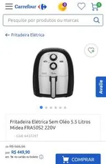 Fritadeira Elétrica Sem Oléo 5.5 Litros Midea FRA50S2 220V | R$ 450