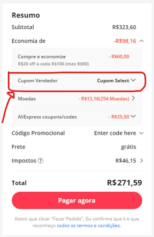 Imagem na descrição da promoção