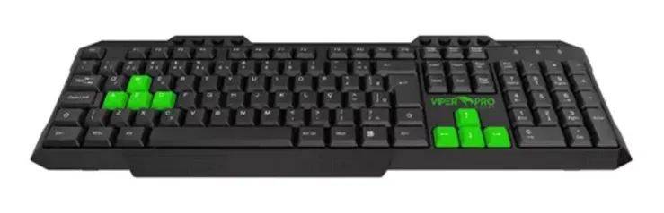 Teclado Gamer Viper Pro Python Membrana Abnt2 Usb Preto