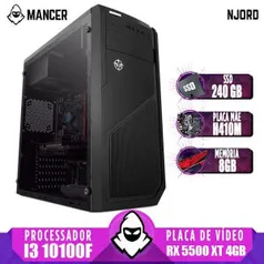 (AME 3124,00) PC Gamer Mancer, Intel I3 10100F, H410M, RX 5500 XT 4GB, 8GB | R$3.288