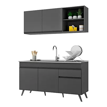 Armário de Cozinha Compacta Veneza Multimóveis Mp2079.895 Preto