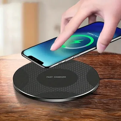 (moedas/taxa inclusa) Carregador Sem Fio Wireless Charging Pad 10W - Preto