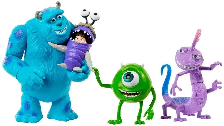 Disney Pixar Sully, Mike, Boo e Randall,  Monsters Inc, Figuras de Ação de 7 polegadas Mattel