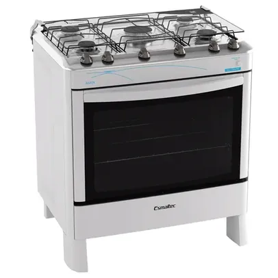 Fogão Esmaltec 5 Bocas Ágata 5062 com Mesa de Inox e Acendimento Automático Bivolt - Branco