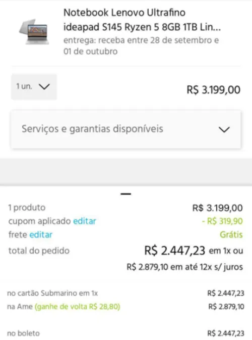 Imagem na descrição da promoção