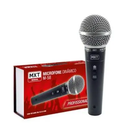 Microfone Dinamico com Fio M-58 Profissional - Cabo 3 Metros O.D.5.0 MM | R$39