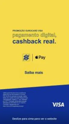 Gaste R$100 e receba R$50 de cashback usando o Ourocard visa no Apple Pay