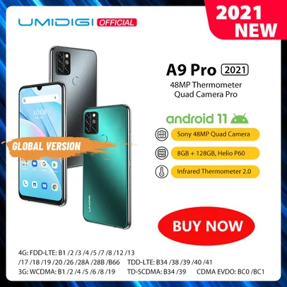 Smartphone Umidigi a9 pro 2021 android 11 ram 8gb 128gb | R$896