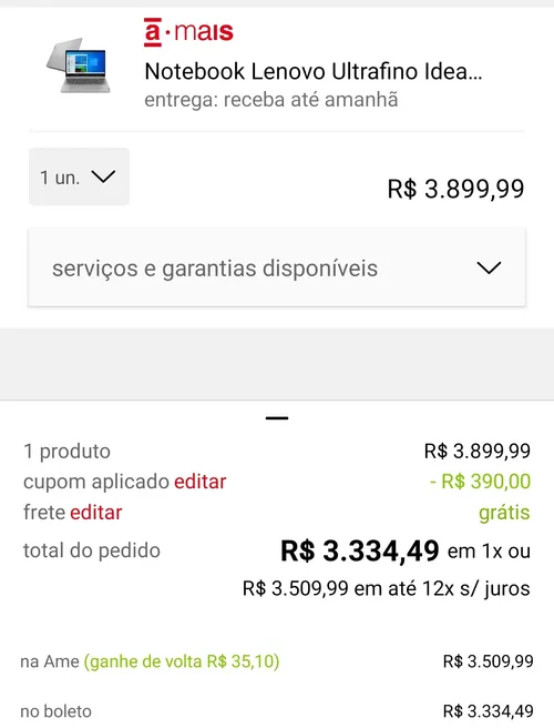 Imagem na descrição da promoção