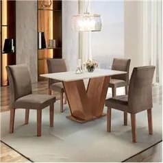 Conjunto Sala de Jantar Mesa Tampo MDF 4 Cadeiras | R$576