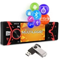  MP5 Automotivo Multilaser Groove P3341 + Pen Drive 4GB