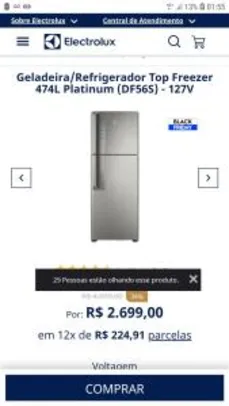 Geladeira/Refrigerador Top Freezer 474L Platinum (DF56S) - 127V