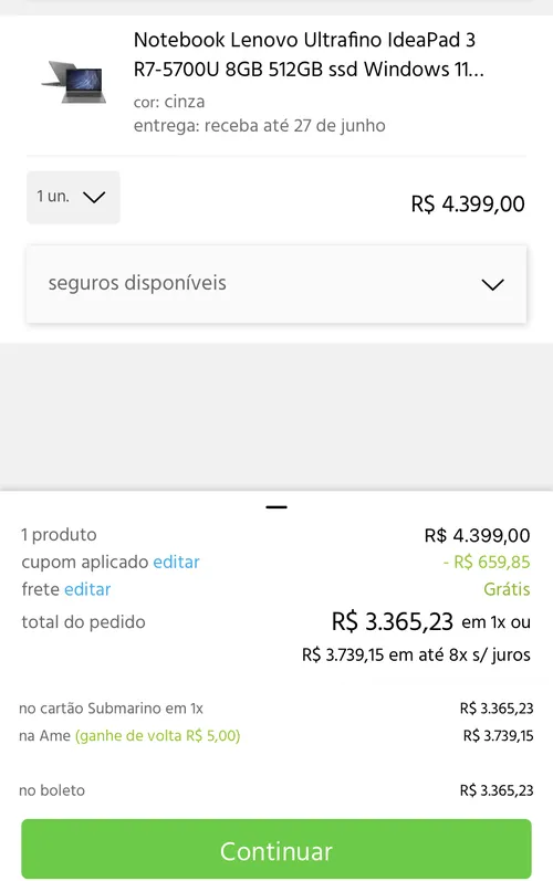 Imagem na descrição da promoção