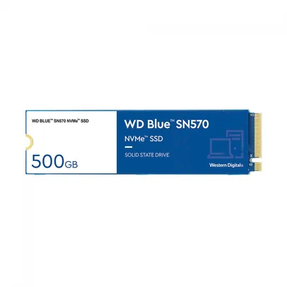 SSD WD Blue SN570 NVMe M.2, 500GB,  PCIe Gen3 x4, NVMe v1.4, Leitura 3500MBs e Gravação 2300MBs, WDS500G3B0C