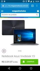 Notebook Asus Vivobook 15 X510UA-BR540T - Intel Core i5 8GB 1TB LED 15,6” Windows 10 - R$2.231
