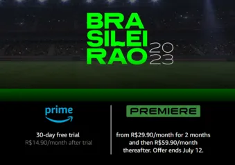 Assine o Premiere no Prime Vídeo por R$ 29,90/mês por 2 meses