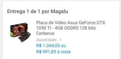 [Cliente Ouro] Placa de Vídeo GTX 1050TI Asus Cerberus | R$949