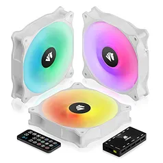 ASIAHORSE WD-001 120mm 5V ARGB Motherboard 12 Addressable LED 9 Blades Hydraulic Bearing White Case/Radiator Fan (3packs, white-3)