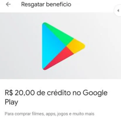 R$20 em créditos no Google Play para clientes do Google One