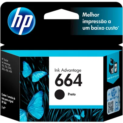 [AME] Cartucho HP 664 Preto Original (F6V29AB)