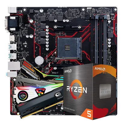 Kit Upgrade, Asus Prime B450M Gaming/BR + AMD Ryzen 5 5600G + Memória DDR4, 8GB/3000MHz | R$2.489