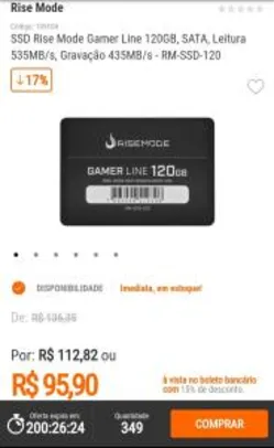 SSD Rise Mode Gamer Line 120GB | R$ 96