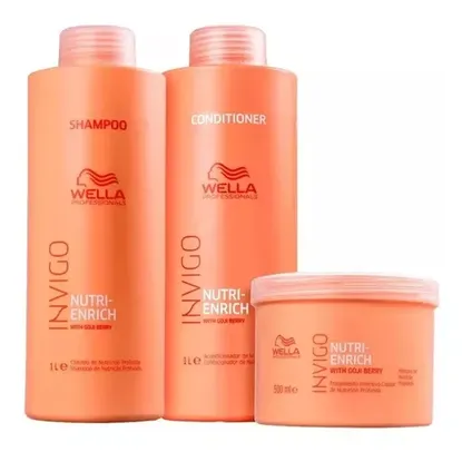 Kit Wella Professionals Invigo Nutri-Enrich Salon Trio - Shampoo 1L + Condicionador 1L + Máscara 500g