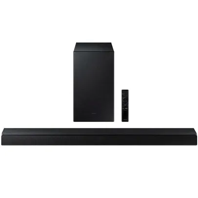 Soundbar Samsung HW-A555:  2.1 Canais, 410W RMS. 