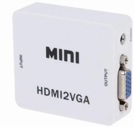 Mini Conversor Adaptador HDMI para VGA + Áudio