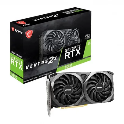 Placa de Video MSI GeForce RTX 3060 Ventus 2X OC, 12GB, GDDR6, 192-bit, 912-V397-050