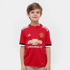 Camisa Manchester United Infantil Home 17/18 s/nº Torcedor Adidas - Vermelho - R$50