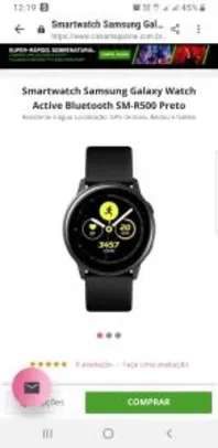 Smartwatch Samsung Galaxy Watch Active Bluetooth SM-R500 Preto por R$ 964