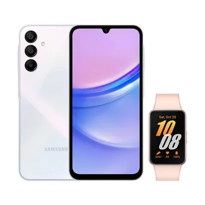 A15 (128GB) - Azul Claro + Galaxy Fit3 - Rosê Combo