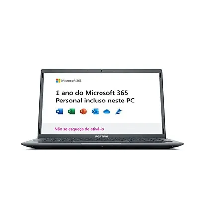 Foto do produto Notebook Positivo Motion Q4128C Intel Atom Quad-Core 4GB 128GB 14.1" Windows 10 Home - Cinza – Inclui Microsoft 365